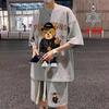 Korean Fashion Streetwear Hip Hop Rock Casual Short Suit Funny Bear Tshirts Shorts 2 Piece Set Summer Tracksuit Clothes For Men