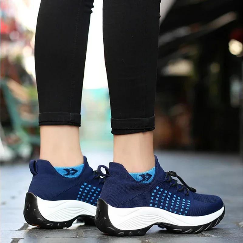 Women Sneakers Casual Shoes Women Platform Walking Flat Slip On Platform Sock Sneakers Shoes Plus Size 35-45 Zapatillas Mujer44