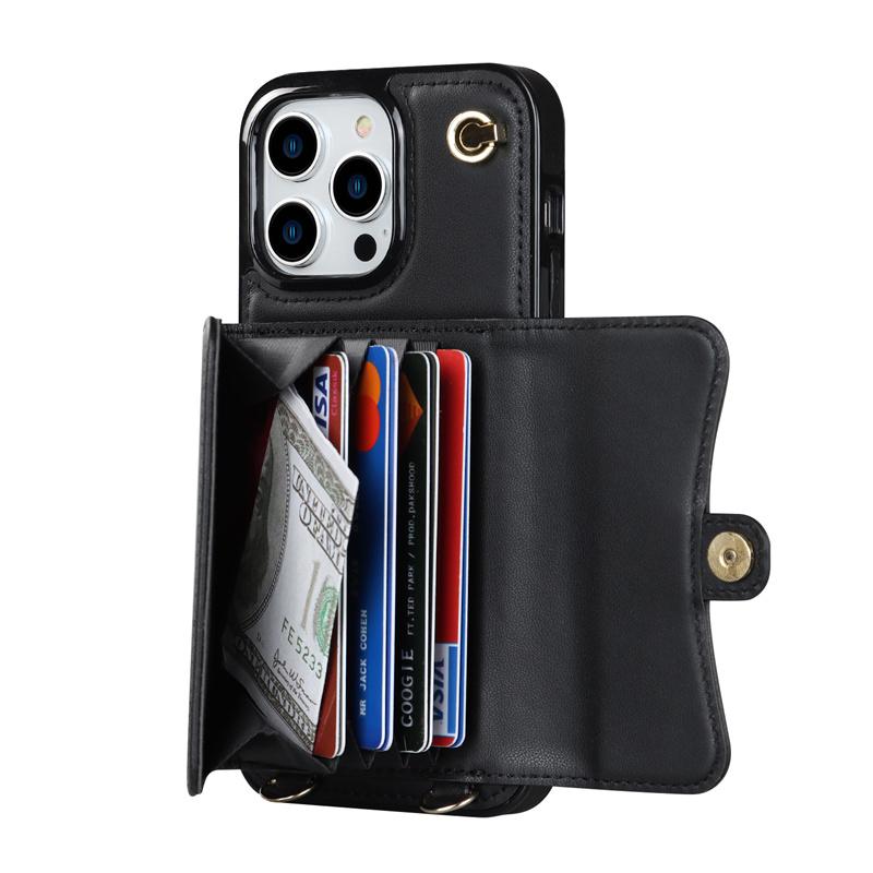 For iPhone 14 13 12 Mini 11Pro Max X/XS XR 8 7 Plus Wallet Leather Case with Long Lanyard Kickstand All-round Shockproof Cover