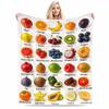 Colorful Fruit Collection Flannel Blanket for Bedroom, Living Room, Sofa, and Nap