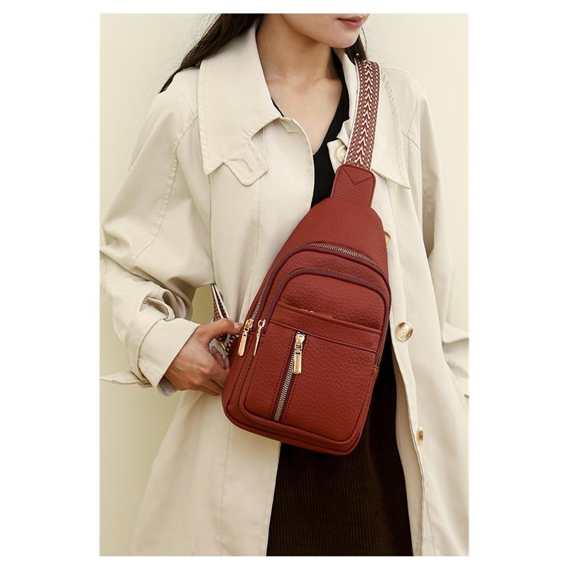 Die neue Damen PU Brusttasche Einfach und leicht, Mehrfachteiliges lässiges Messenger Bag, Einfarbige Allround-Umhängetasche