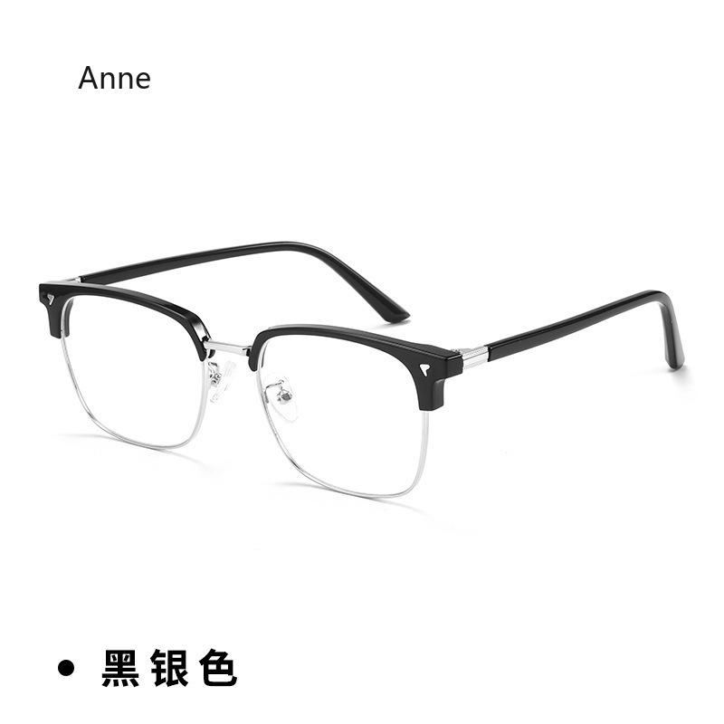 Men's Half Frame Square Myopic Glasses Vintage Business Blue Light Blocking Minus Diopter Eyeglasses Fashion Near Sight Eyewear