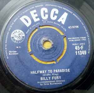 

7-дюймовая пластинка BILLY FURY - Halfway To Paradise 45F11349 Decca 1961 UK Рок Б/У