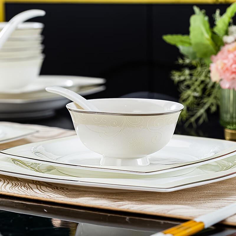 Haoya Jingdezhen 58-Piece Light Luxury Ceramic Dinnerware Set