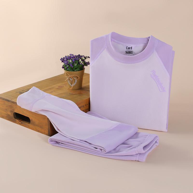Children's Thermal Underwear Set: Boys' Spliced Pajamas & Girls' Antibacterial Autumn Wear