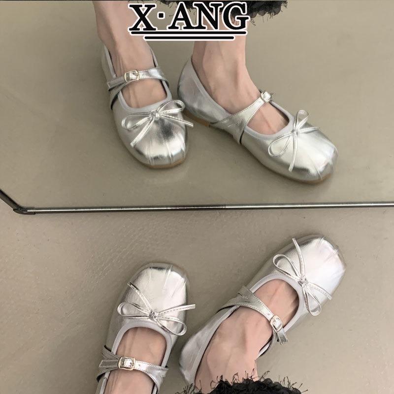

Summer shallow mouth with skirt Mary Jane shoes leather soft sole not tired feet women s shoes flat bottom one pedal single shoes 40