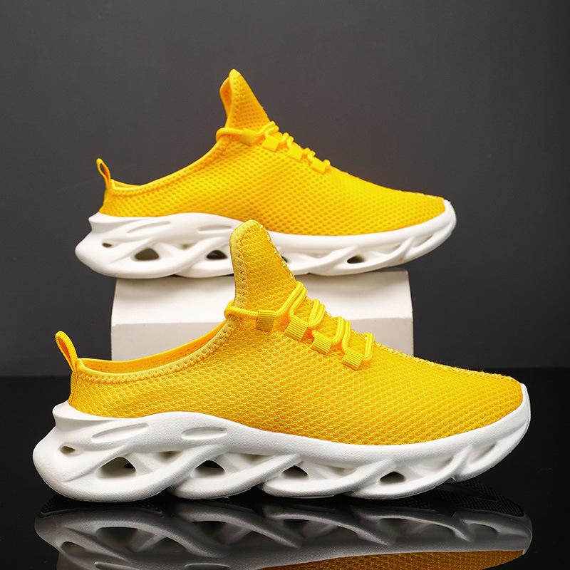 

МОДНЕ ВЗУТТЯ Чоловічі дихаючі спортивні кросівки Спортивне взуття для бігу Відкритий жіночий теніс Тренажер для тренажерного залу 48 жовтий