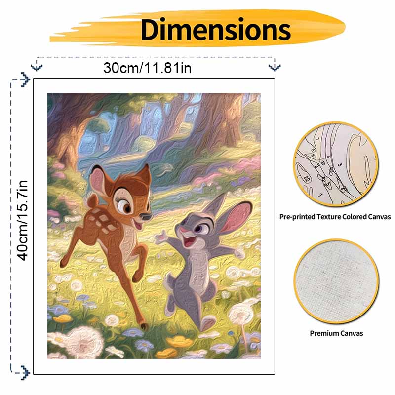 Disney Digital Oil Painting Art Painting Handmade Diy Home Decorations Forest Deer Rabbit Friendship