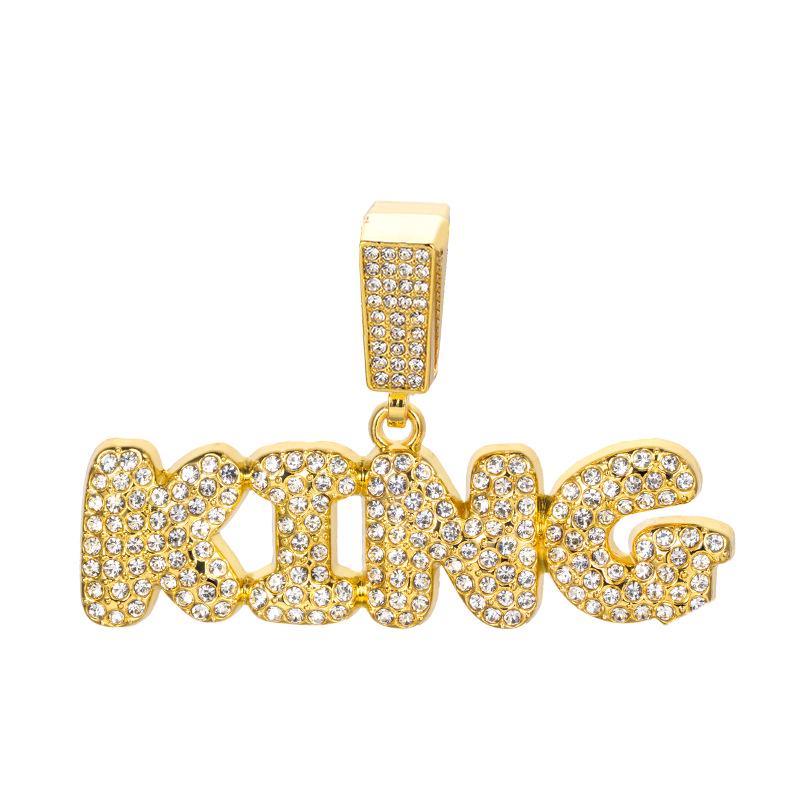 14MM Thick Diamond Crown Pendant Cuban Chain Hip Hop Necklace for Men & Women - Alloy Fashion Jewelry