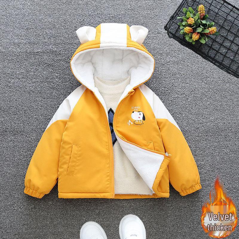Boys' and Girls' Winter Cotton-Padded Fleece-Lined Thickened Parka 2025