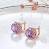 New  Rose Gold Crown Drop Earrings For Women Blue Natural Zircon Ball Ear Clip Earrings Elegant Fine Vintage Jewelry
