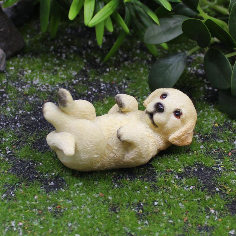 Simulated Golden Cute Retriever Model Resin Handicrafts For Office Desk Decor