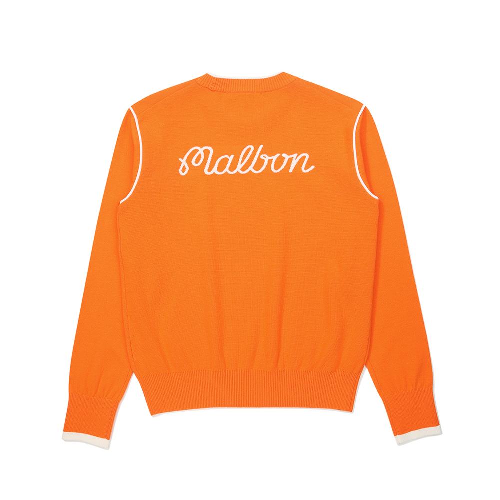 MALBON GOLF Women'S Double Knit Mix Texture Pullover Orange (Woman)