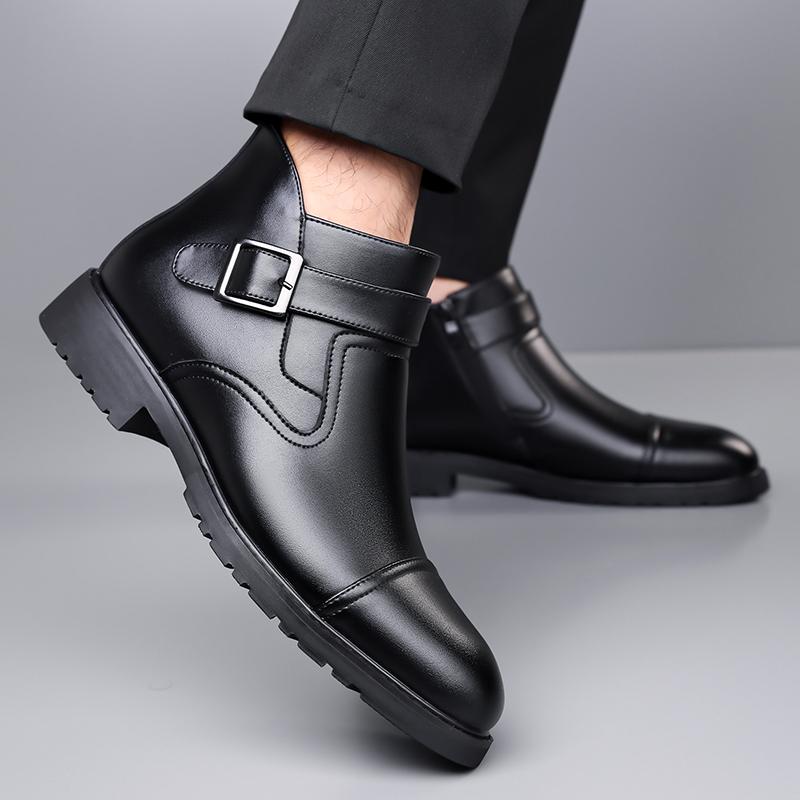Men Boots NonSlip Fashion Brand Mid Top Chelsea Men'S British Style Business High Leather Fashionable Quality Sole Non Slip