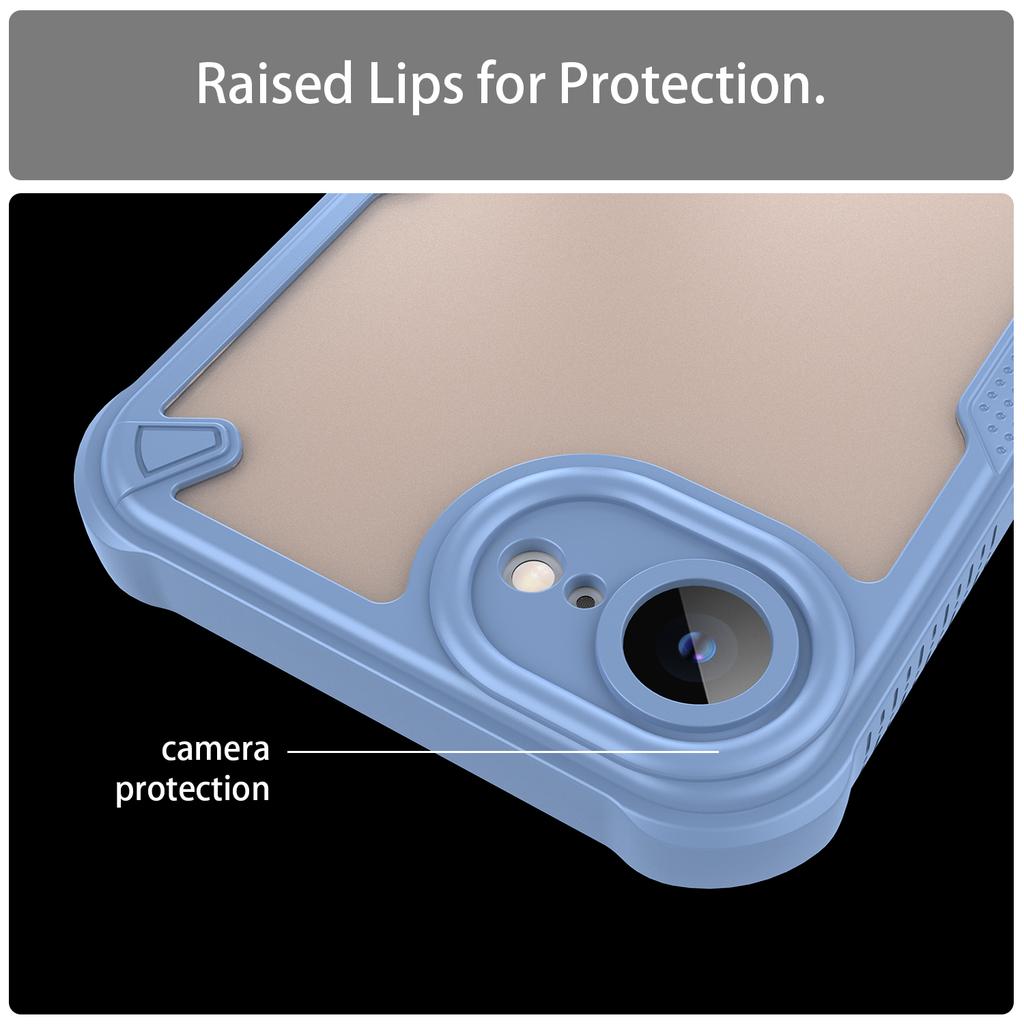 For iPhone 16e Back Cover WANLONFENG MFFJ2 Series TPU+Acrylic Phone Case with 2PCS Tempered Glass