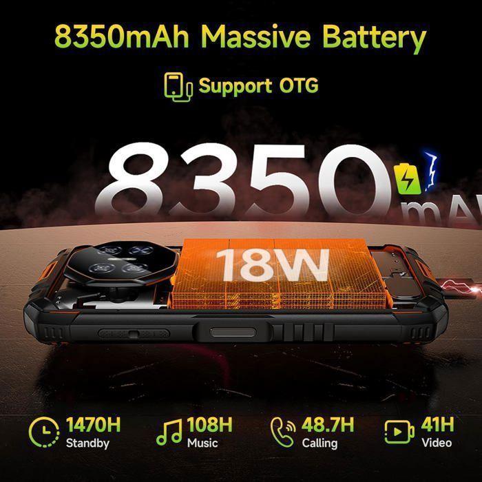 Telephone Portable Incassable DOOGEE Fire 3 Pro 16Go+128Go/TF 2To 5,5" Smartphone Incassable Android15 8350mAh Dual SIM 4G/NFC Noir
