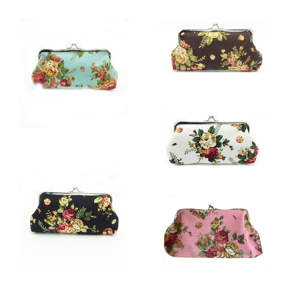 Vintage Blumen Geldbörse Retro Geld Clutch Tasche Tragbare Lange Kussverschluss Geldbörse Täglich