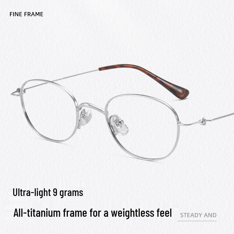 Louis Oval Pure Titanium Glasses - Small Frame, Screwless 47 Mm, High-End Nerd Style, Cold Aesthetic