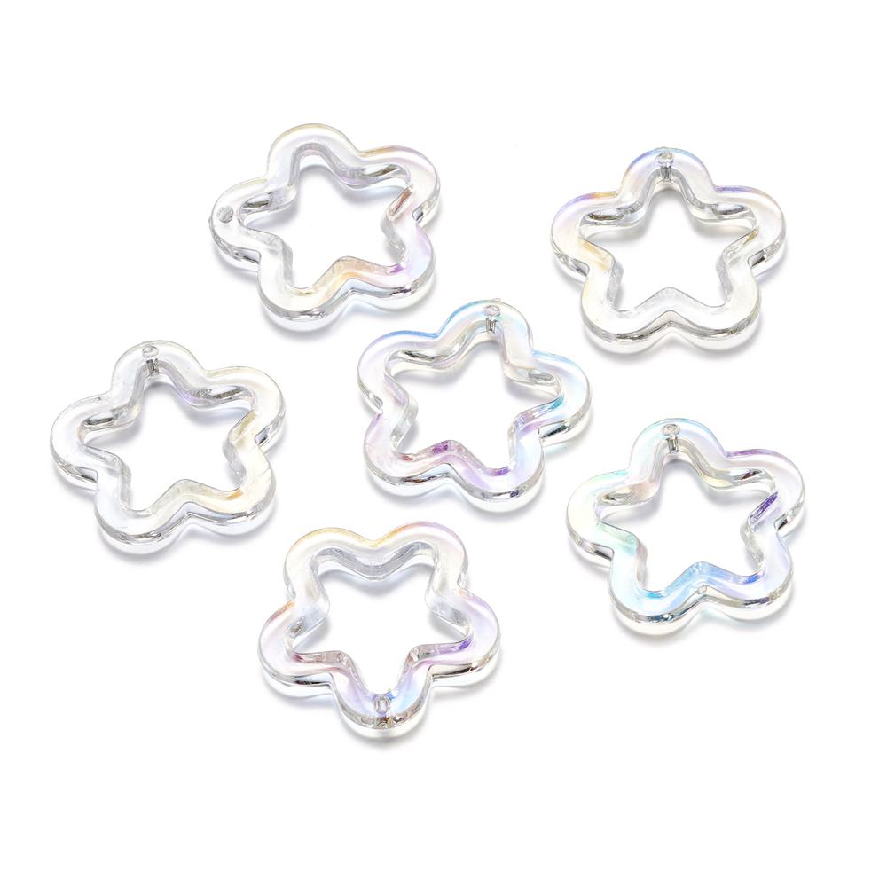 10Pcs/Lot 30*30.5mm Acrylic Transparent Five Pointed Star Pendant for DIY Jewelry Making Bracelet Necklace Charms Accessories