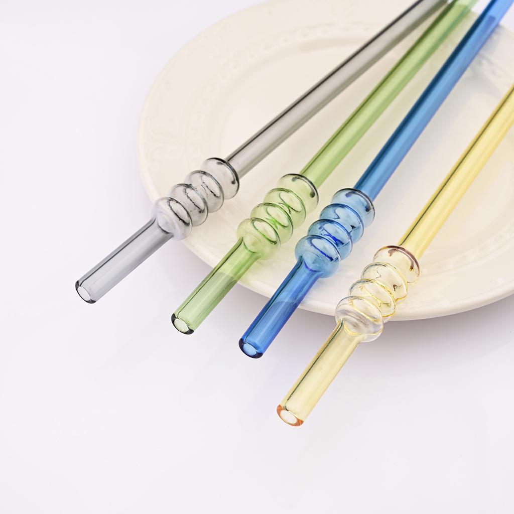 5pcs Ice-sugar Gourd Glass Straws Set High Borosilicate Drinking Straw Set with Brush Milk Shake Cocktail Straw Bar Drinkware