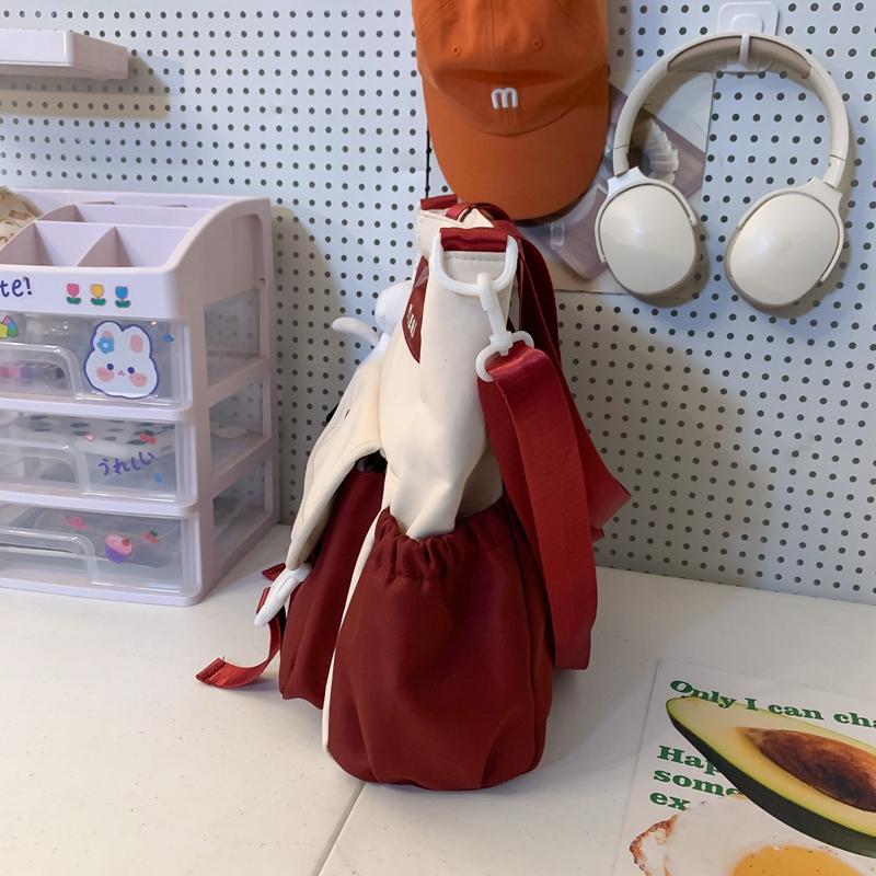 Large Capacity Crossbody Canvas Bag Waterproof Nylon Schoolbag For Female Students One-Shoulder Tote Bag