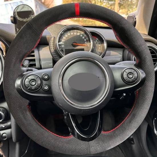 Suede Leather Hand Sewing Steering Wheel Cover For Mini Cooper S JCW F55 R50 R55
