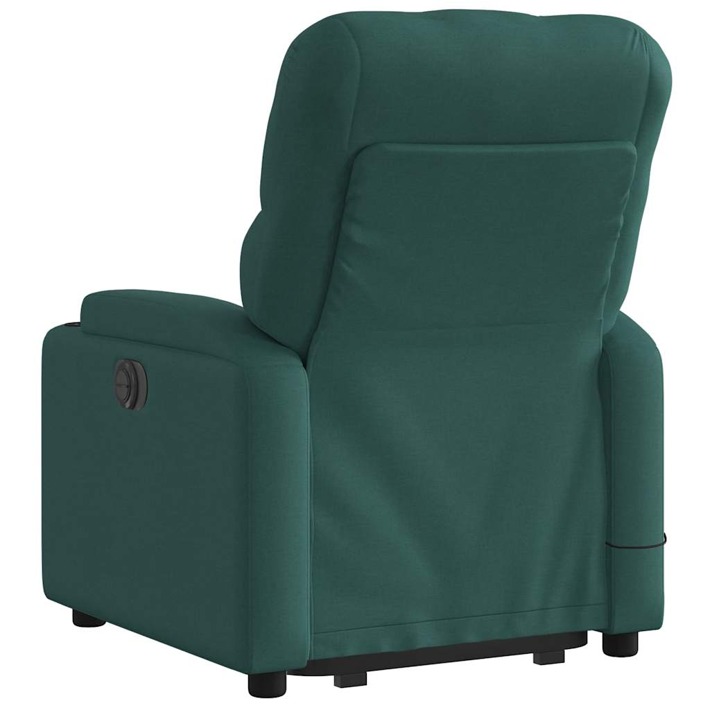 Massage Recliner with Rising Function Dark Green Fabric