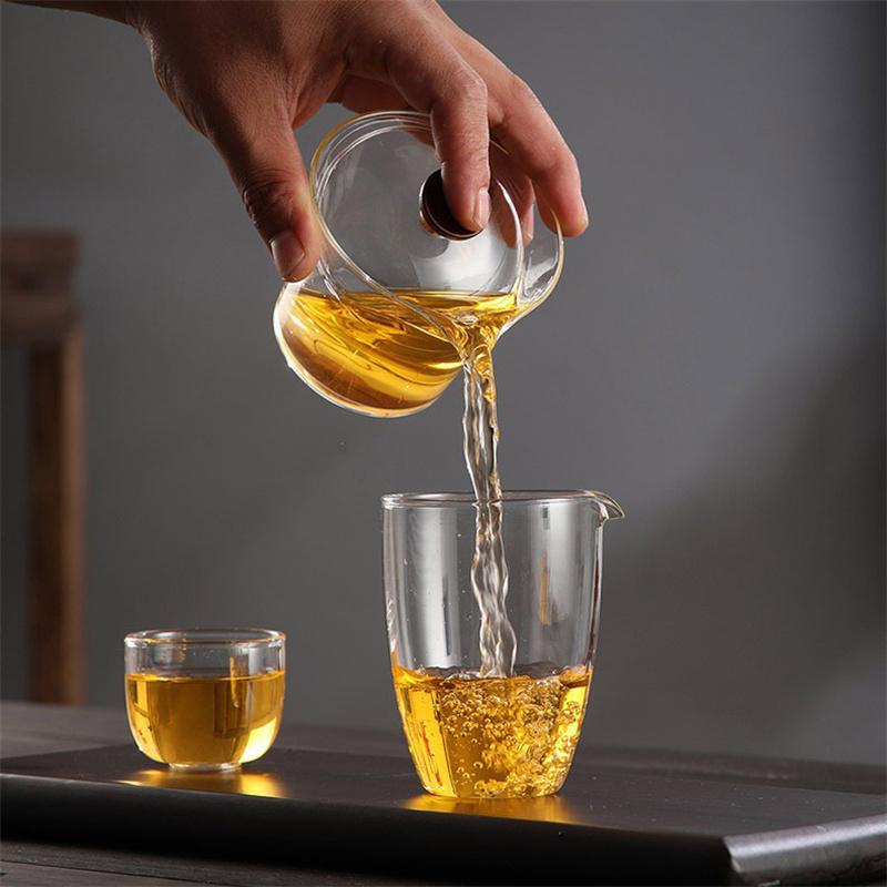 Japanese Style Heat-resistant Glass Gaiwan Puer Tea Cup and Lid Tea Bowl Chawan Chahai Kung Fu Tea Set Accessories