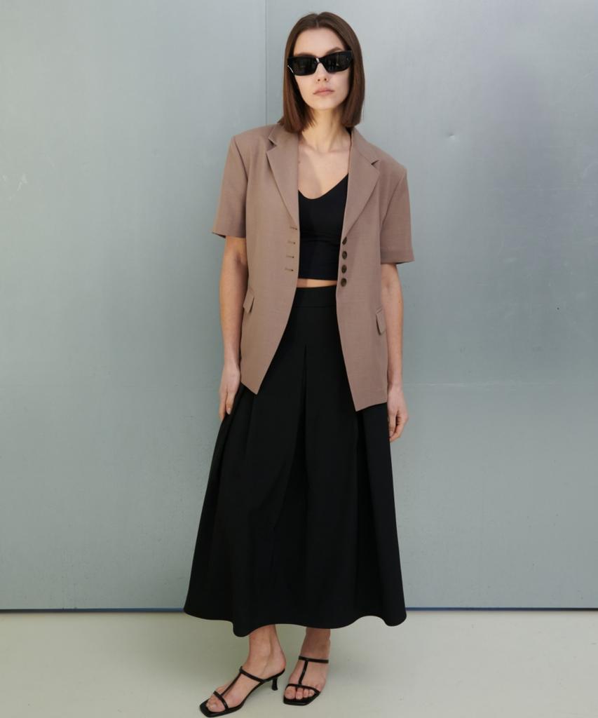 Owaiwai Belle Pleated Skirt_Black