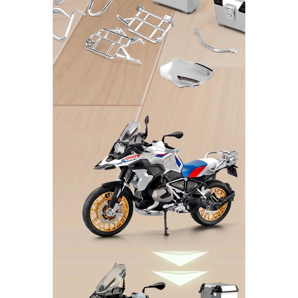 1/9 BWM R1250GS ADV Alloy Die Cast Motorcycle Model Toy Vehicle Collection Sound and Light Off Road Autocycle Toys Car