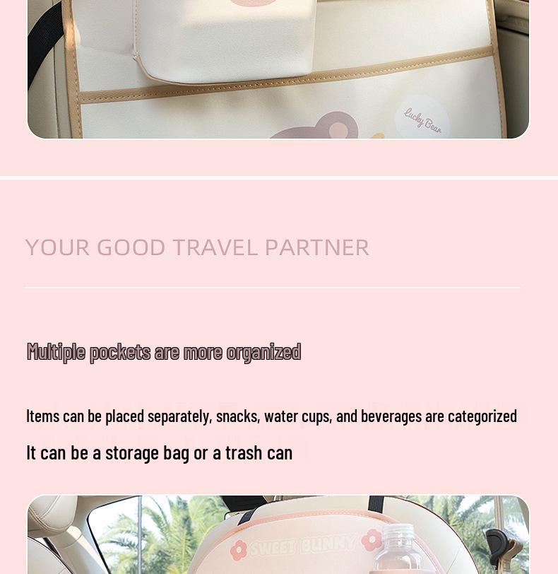 Cartoon Car Seat Back Organizer & Anti-Kick Pad