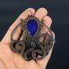 Blue Sapphire Pendant, Handmade Gemstone Pendant, 999 Copper Wire Wrapped Pendant Antique Jewelry, For Engagement Gift