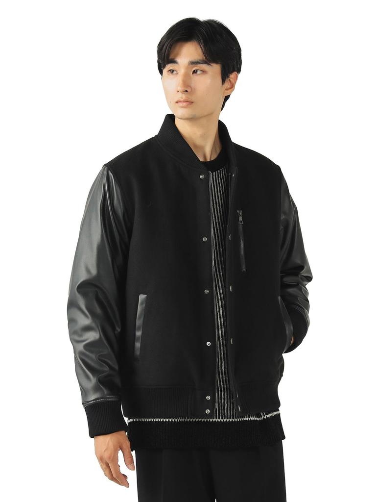 Beams Heart Stadium Chest Zip Size 42180080147 Men's Blouson, TRIPLE_BLACK, L,