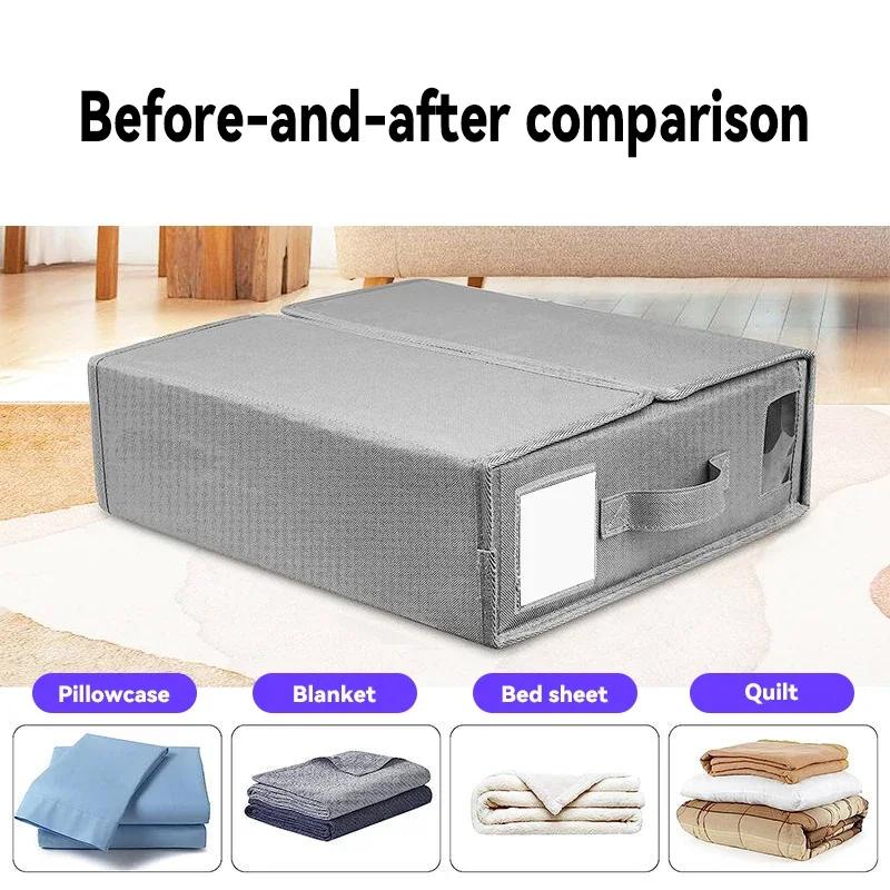 Bed Sheet Organizers Storage Foldable Box for Linen Closet Bedding Set Containers for Blanket Comforter Pillow Cube with Window