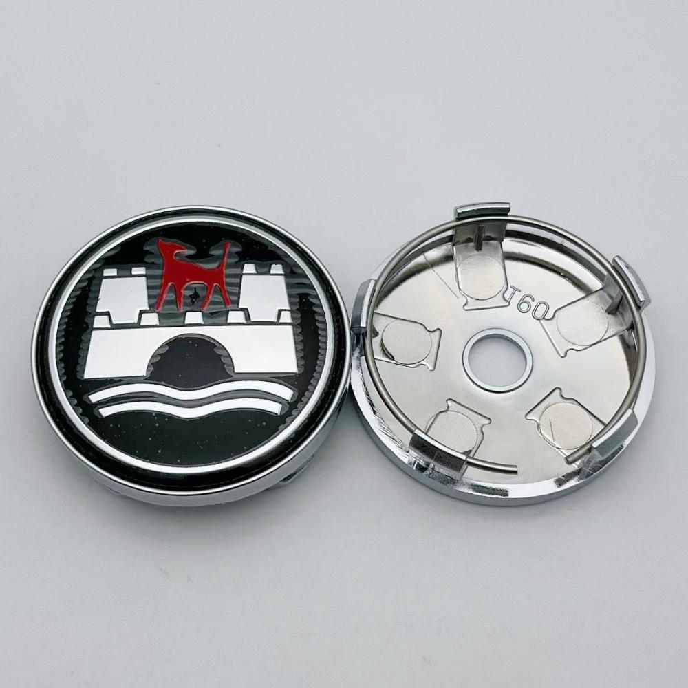 4Pcs 60mm ( 56mm I.D ) Black/Silver Car Wheel Center Caps With Logo Emblem Badge Wheel Hubcaps Auto Rim Cover Car Accessories