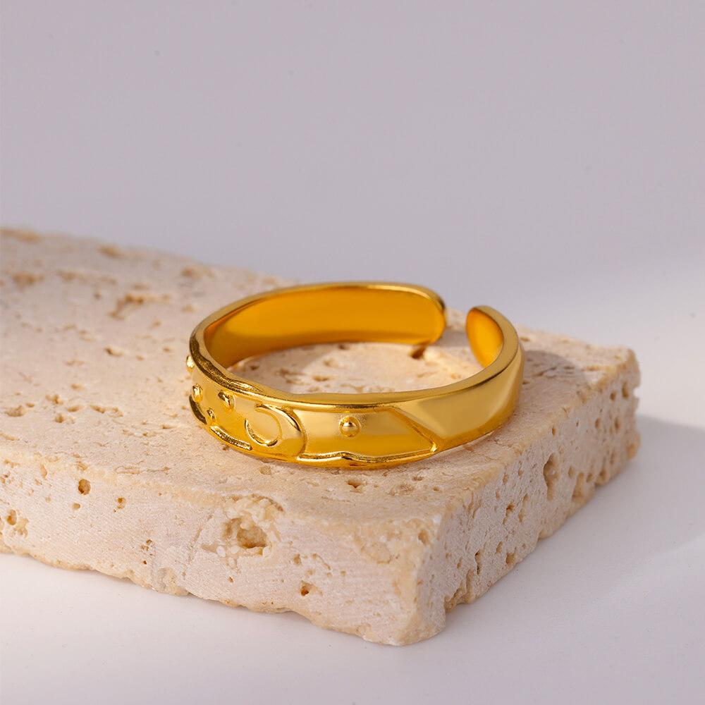 Stainless Steel Hollowed Rings Gold Color Open Finger Ring for Women Aesthetic Jewelry Accessories Birthday Gifts Anillos Mujer