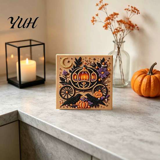 Seasonal Crafting Kits for Beginners Halloween Christmas DIY Faux Pearl Diamond Painting Kit, Rhinestone Art Craft Handmade Wall Hanging Decorations