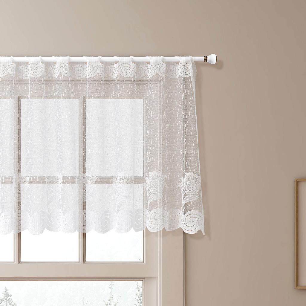 Finished Window Screen, White Spray Short Curtain, Semi-Blackout Window Screen Curtain