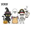 Reusable Holiday Window Sticker Static Glass Sticker, No Residue Clings, Festive Decal with Halloween Dwarf Wizards Black Cats Ghosts Skeletons