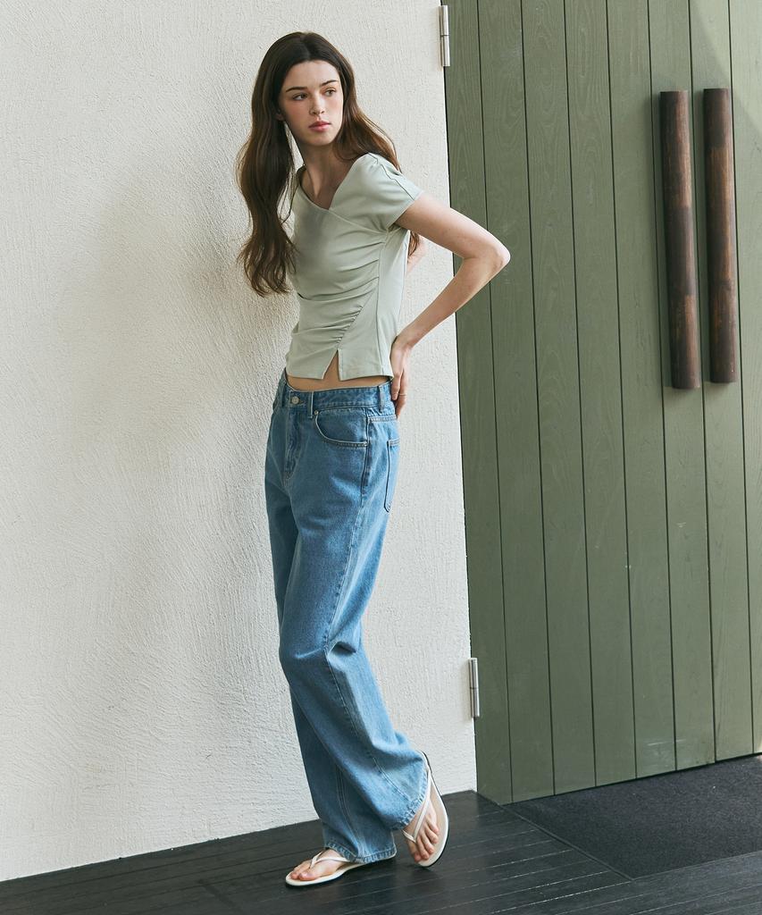 Deuloupisumeon Curve Shirred Tuck T-Shirt [Mint]