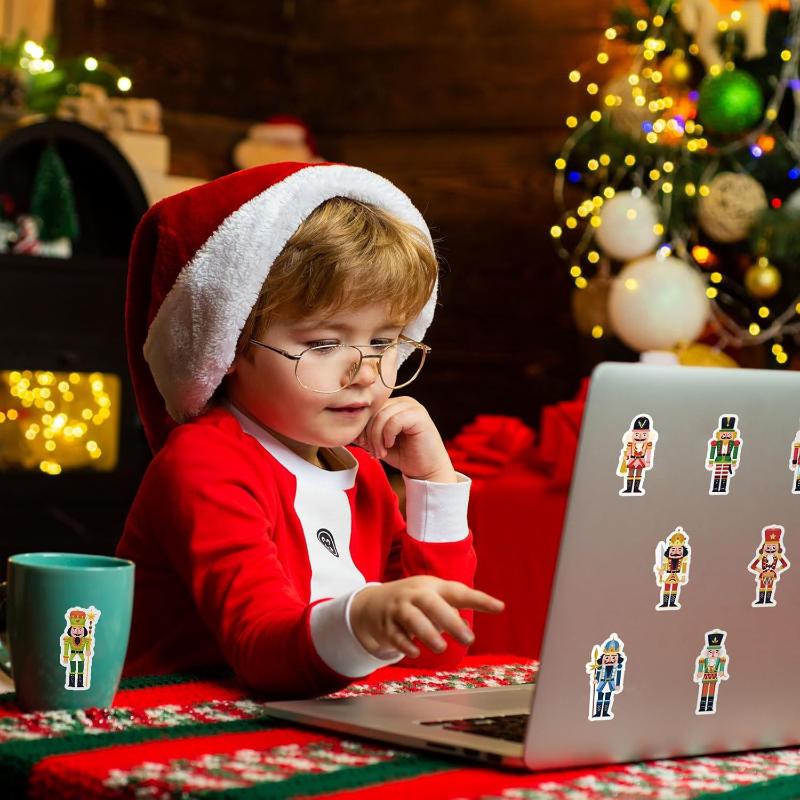 500Pcs Christmas Cartoon Nutcracker King And Soldier Decals Christmas Nutcracker Stickers Cute Stationery Decoration