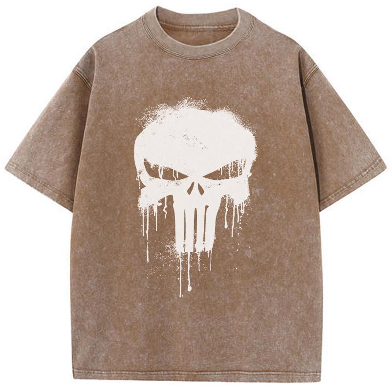 

Anime Printed Yk Skull T Shirt Men Retro Washed Cotton Tops Tees Harajuku Tshirt Streetwear Hip Hop Male Tshirts S