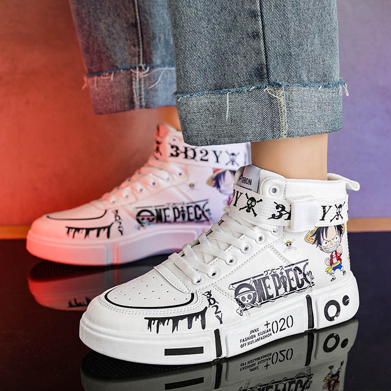 Eltern-Kind-Schuhe One Piece Herrenschuhe Laufen Anime High Top Sneakers für Herren Freizeitschuhe Walking Freizeitschuhe