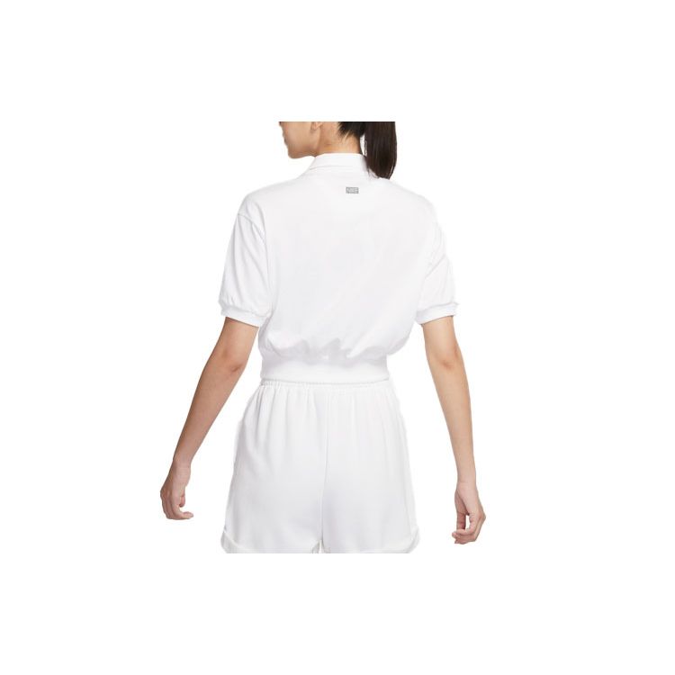 Nike Solid Color Casual Waist Short Sleeve Drop Shoulder T-Shirt Women Tops White CZ8223-100