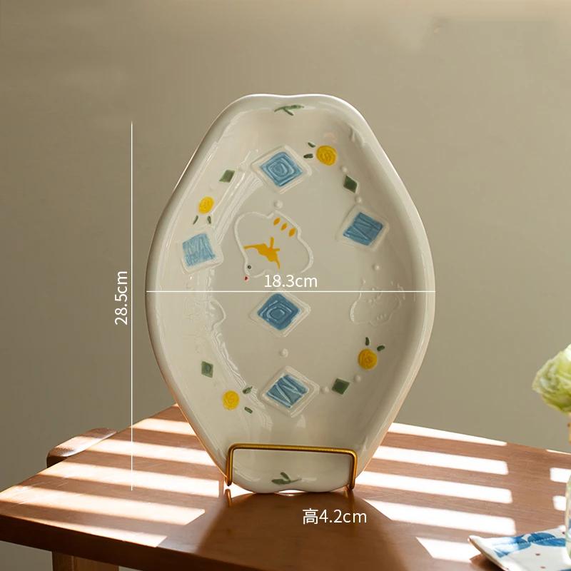 Creative Irregular Ceramic Plate Cute Cartoon Exquisite Dining Plates Afternoon Tea Dessert Fruits Plate Breakfast Salad Bowls