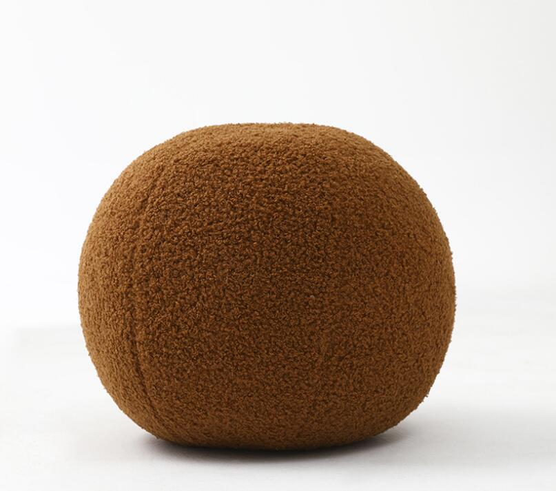 Geometrische Vorm Lus Fleece Zacht Comfortabel Bed Bal Kussen Kussen Woonkamer Bank Persoonlijkheid Kussen Terug Huis Decor Dia about 30cm bruin