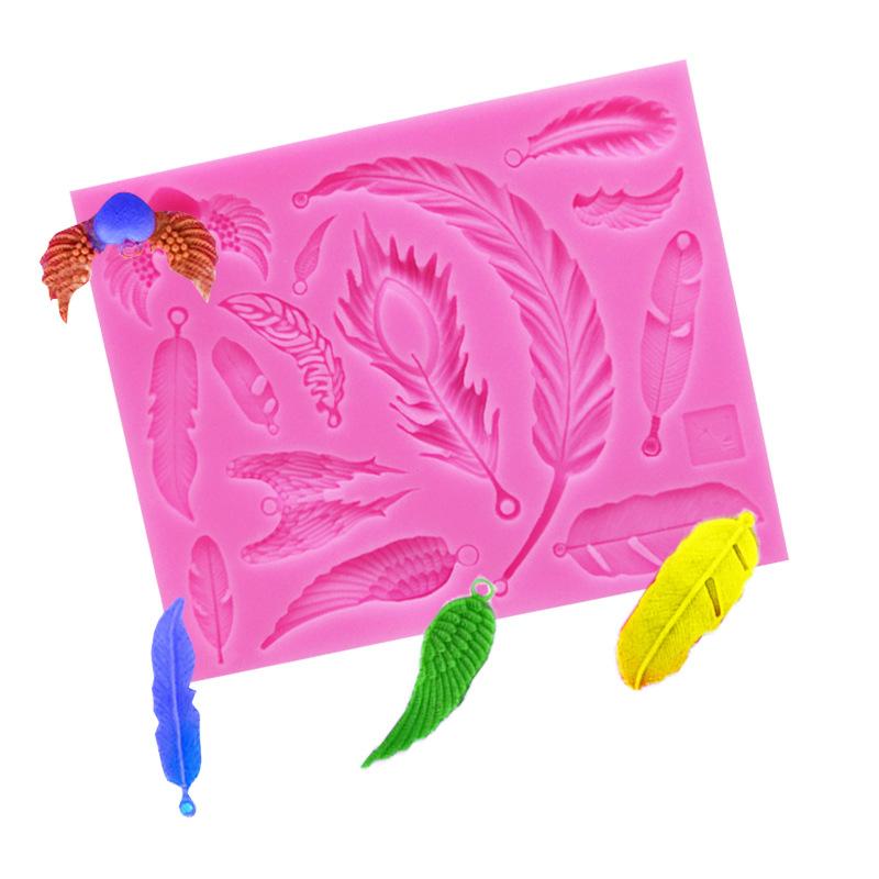 1pcs Feather Sugar Buttons Silicone Mold Fondant Mold Cake Decorating Tools Chocolate Gumpaste Mold Moldes De Silicona