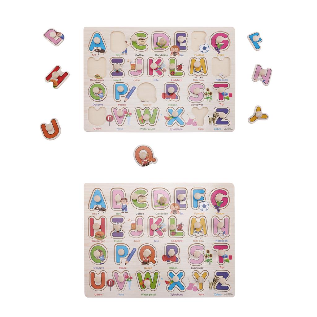 Puzzle Wooden Numbers Alphabet and Objects Puzzles Early Educational Toys for Toddlers