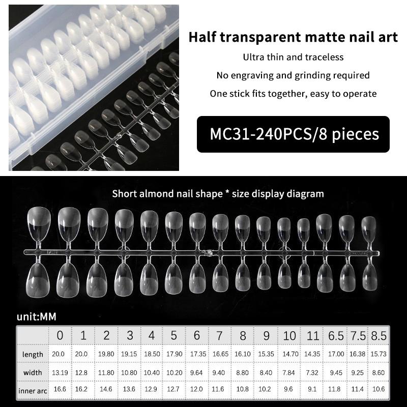 240 Stück Vollabdeckung Press-On-Nagelspitzen Stiletto Mandel Quadratisch Sarg Französisch Falsch Fake Soak-Off Gel-Nagelverlängerungsspitzen Kapsel