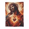 Jesus Christ Angelic Heart Religious Blankets Soft Warm Flannel Throw Blanket Bedding for Bed Living Room Picnic Travel Sofa